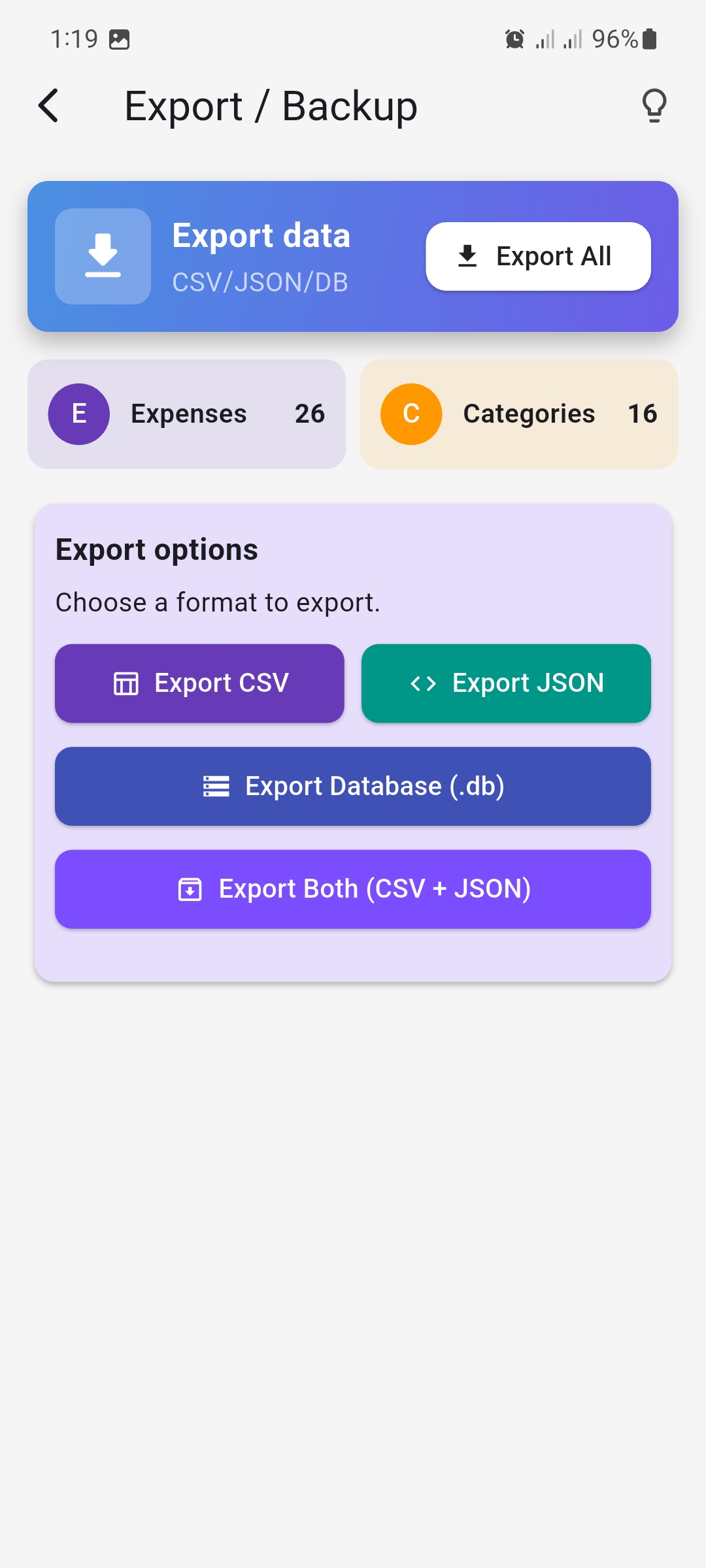 App Export screenshot